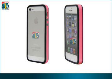 Durable Rubber And Molded Plastic 2tone Hybrid Bumper For Iphone 5 With Metal Button