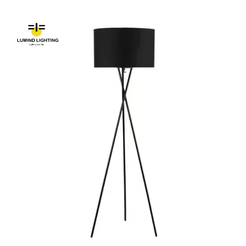 Modern Fabric Shade Tall Tripod Floor Lamp: Lumind Floor Light Decor