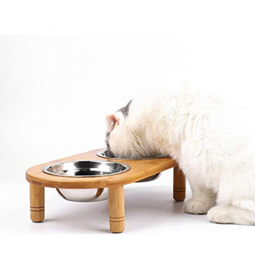 Mesa de jantar de gato de estimação de bambu