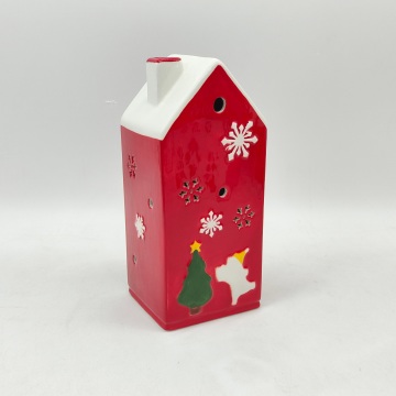 Luz LED de cerâmica vermelha para casa de Natal