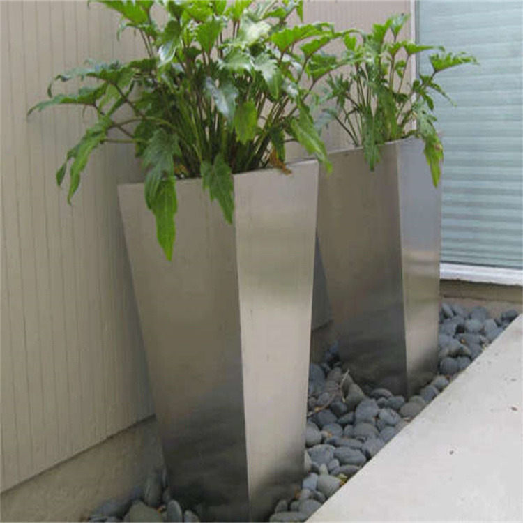 Tapered Stainless Steel Planter Yard Art Jpg