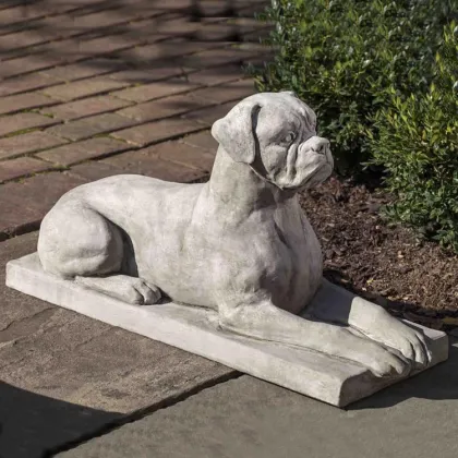 Rank good quality antique white angel dog stone statue for decorative park garden ornament