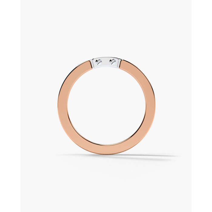 Anel masculino moderno em ouro rosa 18K em dois tons