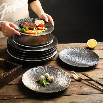 Japansk stil vintage matt keramisk middagsplattor för biff och sushi