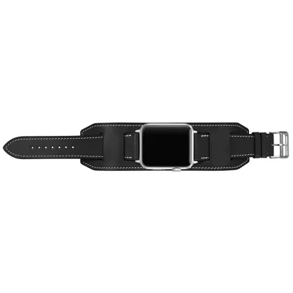 For Apple Watch,leather black cuff watch band for apple watch 42mm 38mm