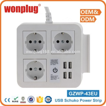 european 3way&4 usb charger power extension multiple socket