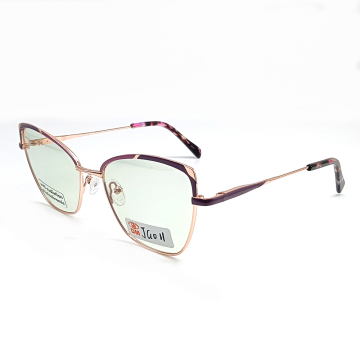 JG011 Women's Metal Photochromic Anti-Blue Light Eyeglasses: Square Optical Frame Blocking Eyewear