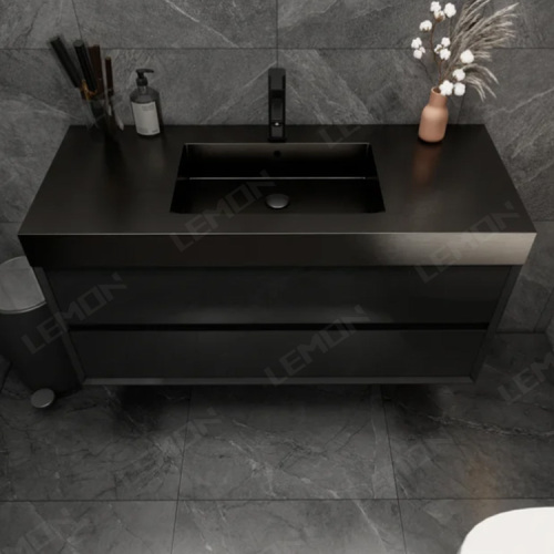 Luxury Black Wall Hung Bathroom Cabinet Vanity Unit