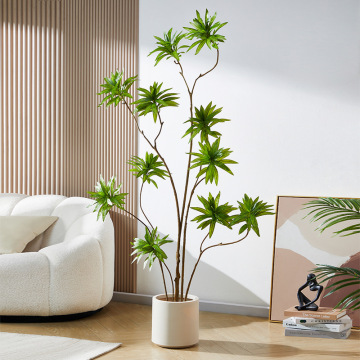 Greerie artificielle de style scandinave et plantes en pot à bambou lys pour décoration de salon intérieur