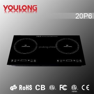 Full-size crystal plate double induction cooker