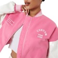 Ladies Pink Short Baseball Jacket Wholesale