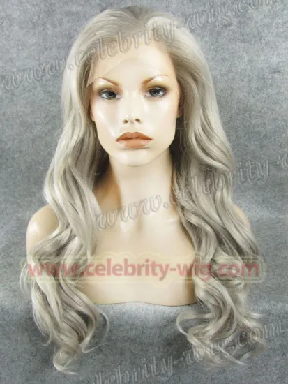 Gray Long Wavy Christina Aquilera Synthetic Lace Front Wig