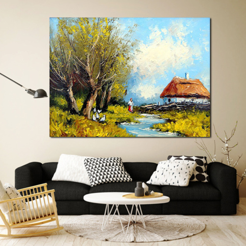 Modern Peaceful Countryside Canvas Painting