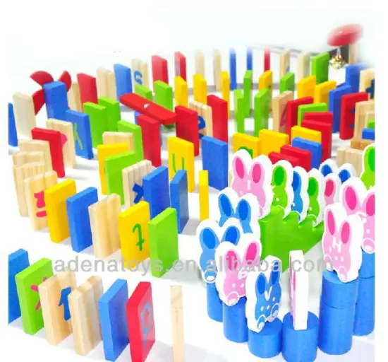 Wooden kids educational DIY Toys Penguin Walk Dominoes