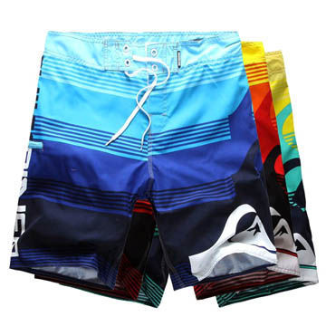 Printed Men's Board Shorts in Fashionable Design, Made of Polyester Peach Skin, OEM Orders Welcome