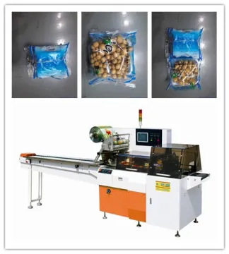 Edible mushrooms in tray reciprocating wrapping machine