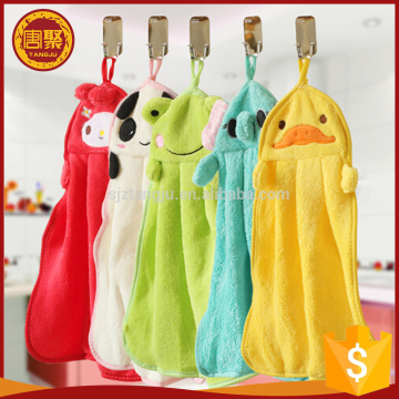 coral velvet hanging hand towel kitchen washing microfiber baby drying towel