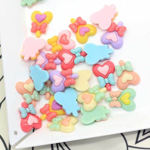 Fancy Magic Candy Stick a forma di cuore dipinto a forma di cabochon in resina per artigianato fatto a mano Decor perline Charms Slime