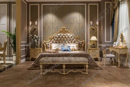 Luxury French Royal wood double bed designs Bedroom Furniture Sets