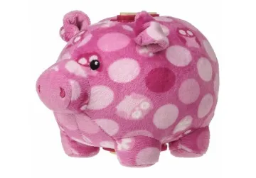 White spots stand pink pig piggy bank