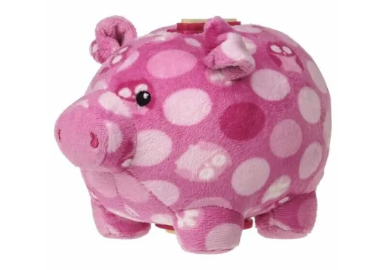 White spots stand pink pig piggy bank
