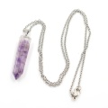 Crystal gravel hexagonal column Augen pendant Amethyst Pendant women's Fashion Pendant Necklace