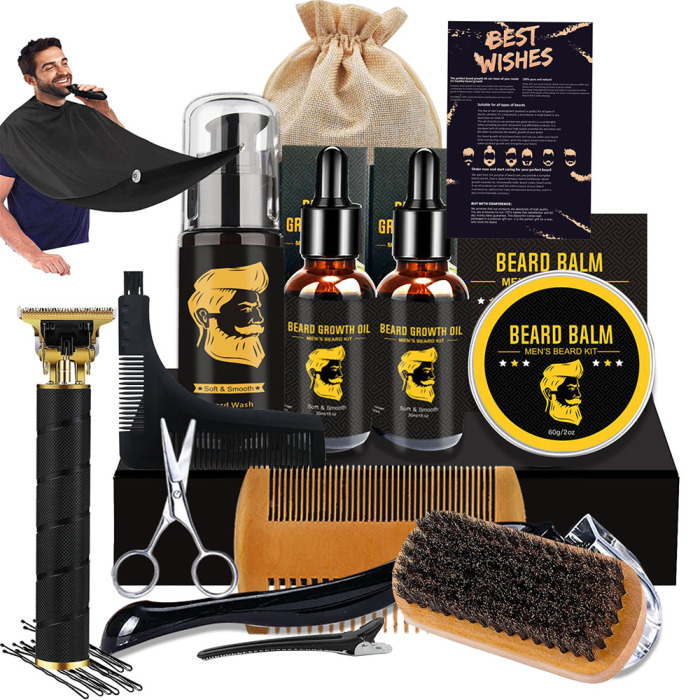 14 piezas Set mejor kit de crecimiento de barba 2022