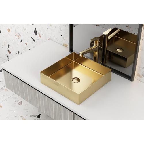 Fregadero de baño rectangular de acero inoxidable cepillado