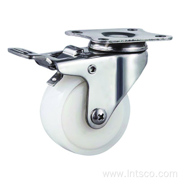 Light Duty Stainless Steel White PP Brake Casters