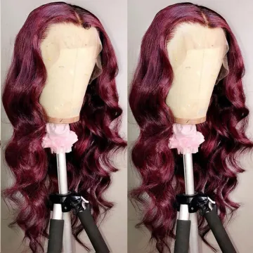 Yeswigs Cheap Body Wave 99J Red Colored Human Hair Hd Full Lace Front Wig Raw Mink Brazilian Virgin Human Hair Lace Frontal Wig