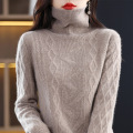 Diamond Twist Flower Turtleneck Pullover Woman