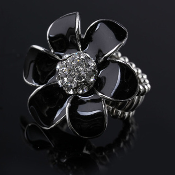 Black Flower Zircon Rings With Rhinestone For Means