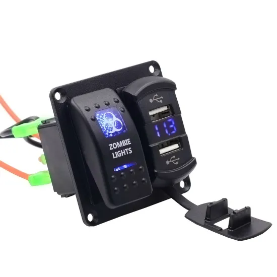 CHSKY 12V-24V USB Charger with On-Off Switch and LED Voltmeter