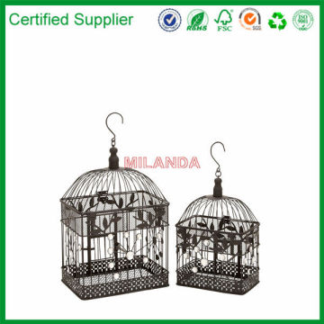 Deco 2-Piece Metal Acrylic Square Bird Cage Set (M-10931)