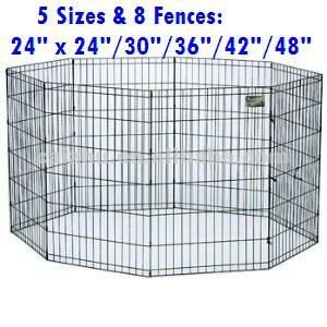 5 Sizes of Black Dog Exercise Pen 8 Fence Collapsible Dog Crate
