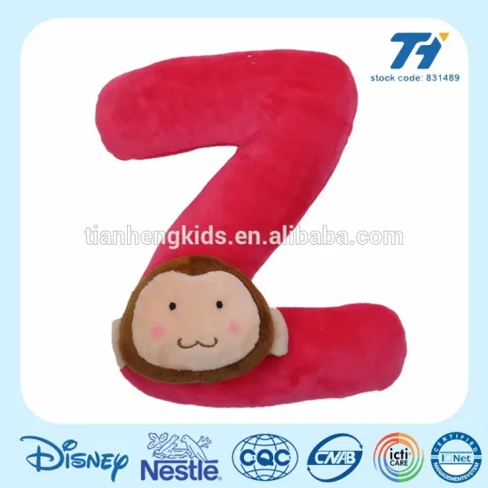 5 inch or 8 inch monkey educational plush toys and Z alphabet letter toys