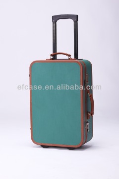 TROLLEY GREEN NYLON RETRO SUITCASE WITH WHEELS AND HANDLE