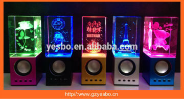 2015 Creative novelty LED colorful crystal TF card hands-free mini bluetooth speaker