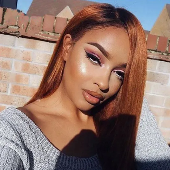 1B30 Brown Colored Straight Transparent Lace Front Wig Human Hair Wigs Brazilian Lace Frontal Wigs For Women