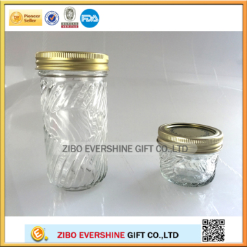 100ml 300ml clear embossed eyes glass canning jars bee honey jar with metal separate lid