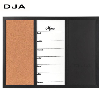 Triple White Self-Adhesive Memo Board with Cork Calendar and Marker Tray