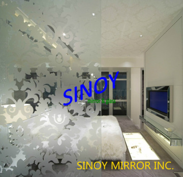 Acid etched glass! morden acid etched glass! decor acid etched glass with quality