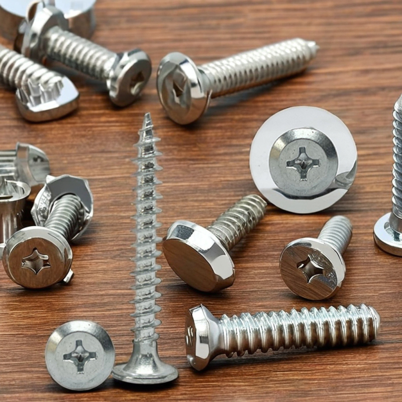 M6 Chamfered Cross Recessed Head Self-Tapping Screw White Carbon Zinc Plated Chipboard Screw ISO Standard Steel Iron Material