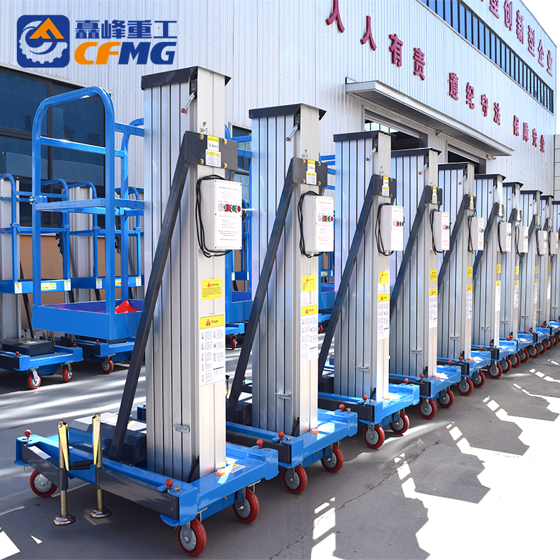 Electric Hydraulic Double Mast Aluminum Lift for Single Person Aerial Work Platform
