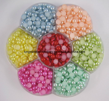 Wholesale Half Round Pearl! ! Colorful ABS Round Faltback Half Pearls