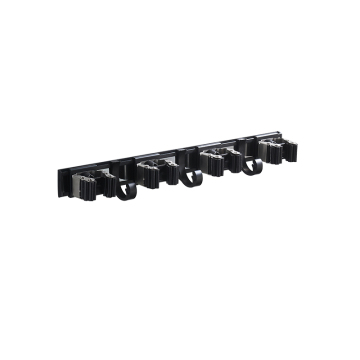 Black Wall-Mounted Multi-Purpose 4-Holder Hook for Toilet, Balcony, Broom, and Mop Rack