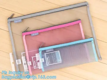 A4 A5 clear nylon mesh file folder document bag, mesh zipper document bag, Mesh zipper A4 package pencil PVC clear file folder d