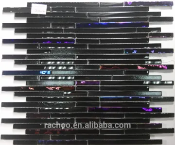 Strip Glass Mosaic Tile black galaxy shiny tile for indoor decoration