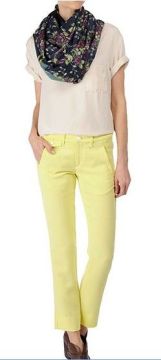 Yellow Slim Fit / Straight Womens Tight Pants With 65% Cotton