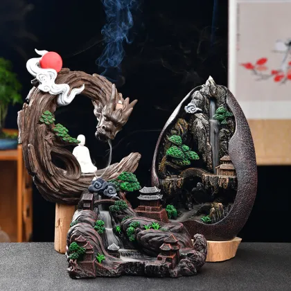 Wholesale Resin Rockery Dragon Backflow Incense Burner for Aromatherapy and Tea Ceremonies